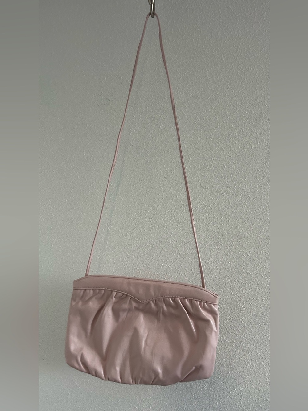 Soft Blush Pink Crossbody Bag with Slim Strap